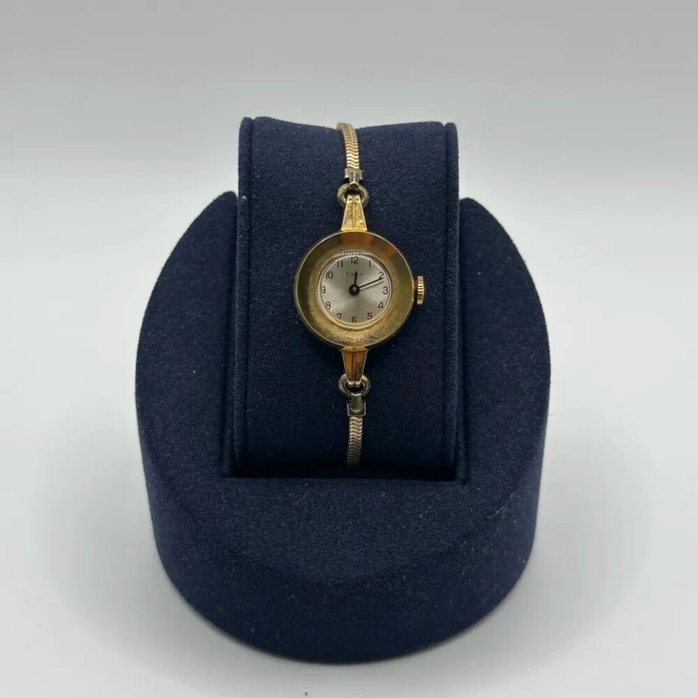 Vintage Timex Circle Dial Gold Tone Automatic Watch Rope Bracelet